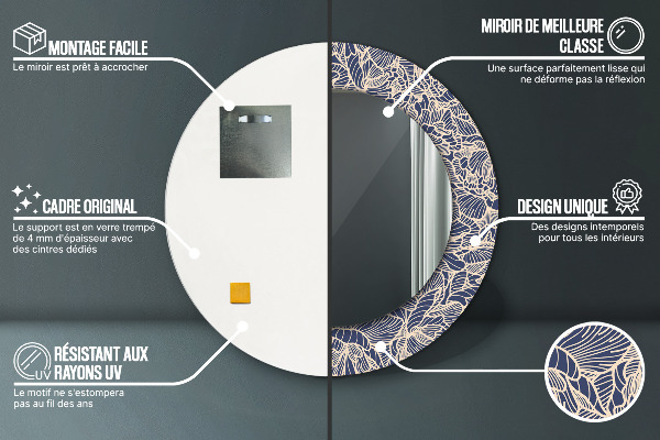 Oglinda rotunda imprimata Flori