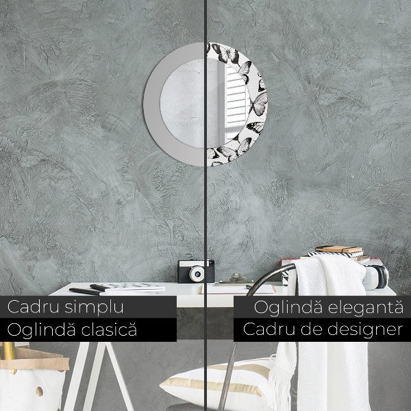 Oglinda rotunda imprimata Fluture