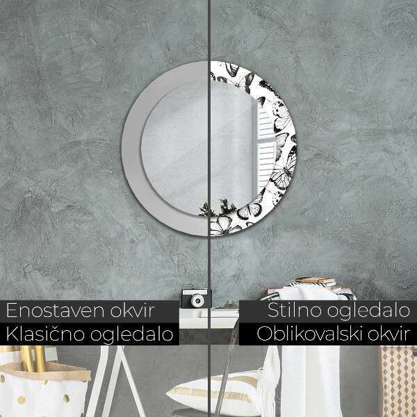 Oglinda rotunda imprimata Fluture