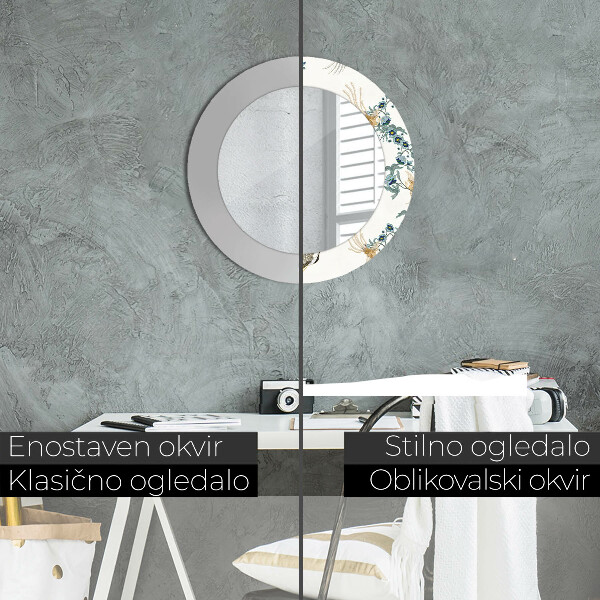 Oglinda rotunda rama cu imprimeu Chinozări