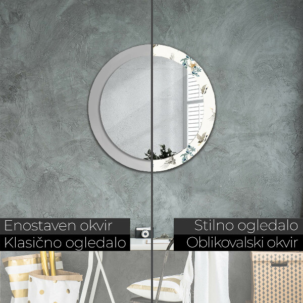 Oglinda rotunda rama cu imprimeu Chinozări