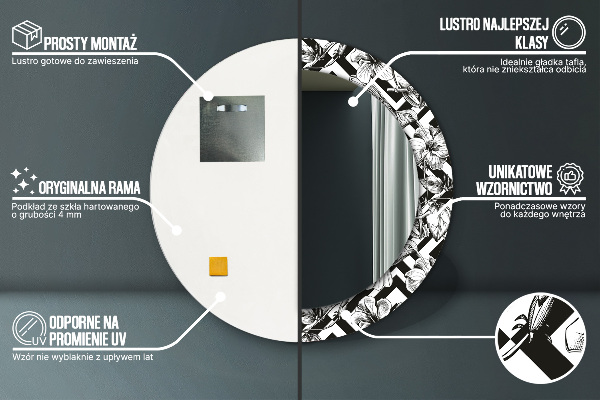 Oglinda rotunda rama cu imprimeu Pasărea colibri