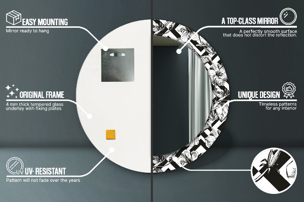 Oglinda rotunda rama cu imprimeu Pasărea colibri