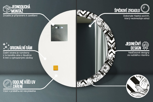 Oglinda rotunda rama cu imprimeu Pasărea colibri