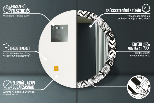 Oglinda rotunda rama cu imprimeu Pasărea colibri