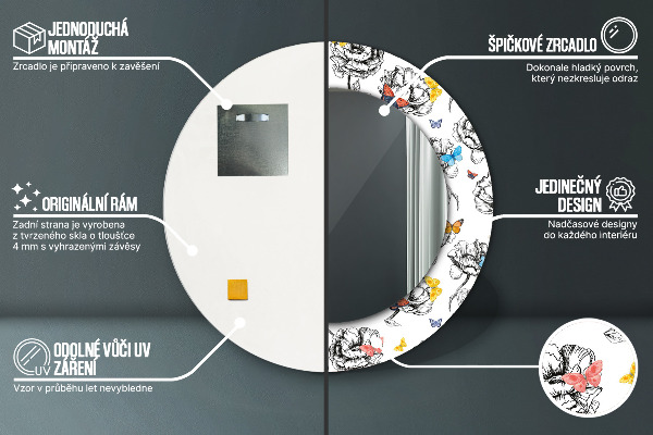 Oglinda cu decor rotunda Fluture