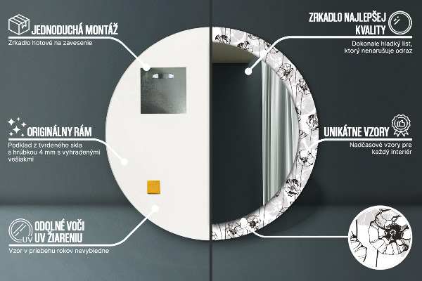 Decoratiuni perete cu oglinda Maki flori
