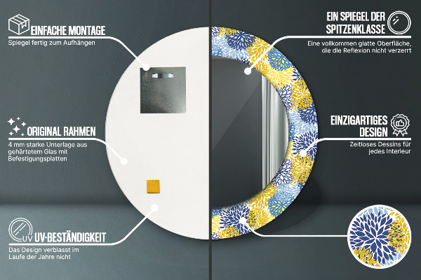 Decoratiuni perete cu oglinda Flori albastre