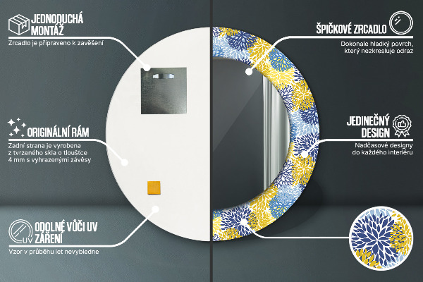 Decoratiuni perete cu oglinda Flori albastre