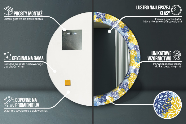 Decoratiuni perete cu oglinda Flori albastre