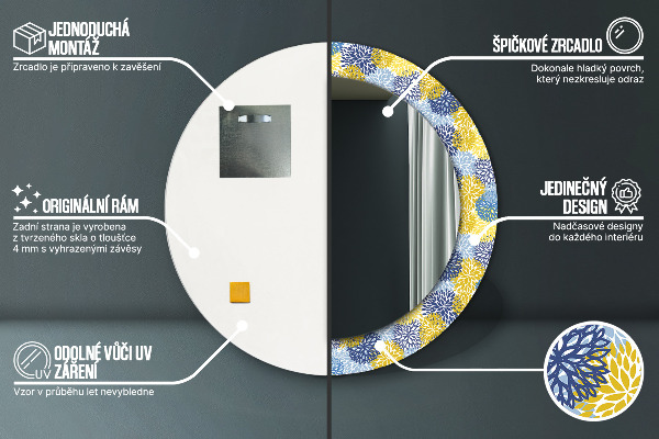 Decoratiuni perete cu oglinda Flori albastre