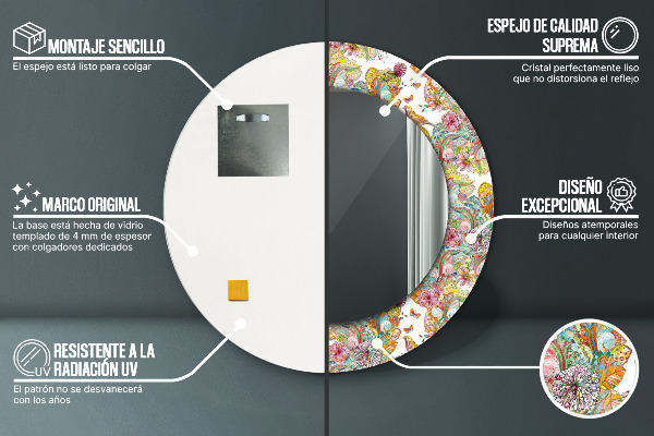 Oglinda rotunda imprimata Visul tărâmului de basm