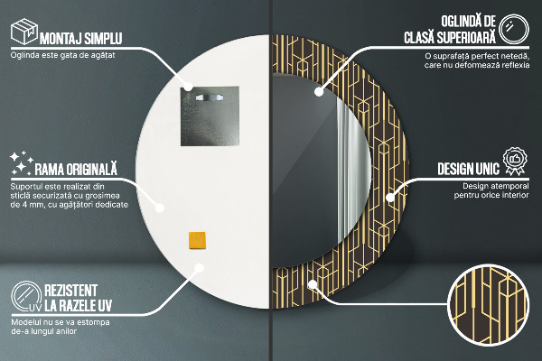 Oglinda rotunda imprimata Abstract