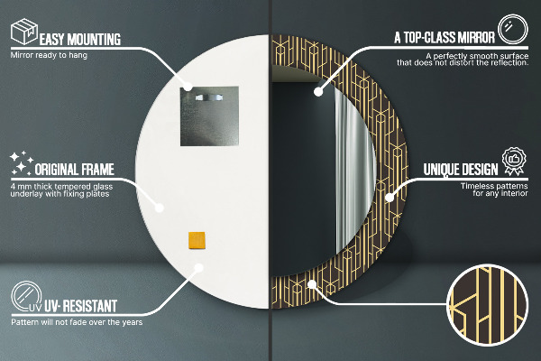 Oglinda rotunda imprimata Abstract