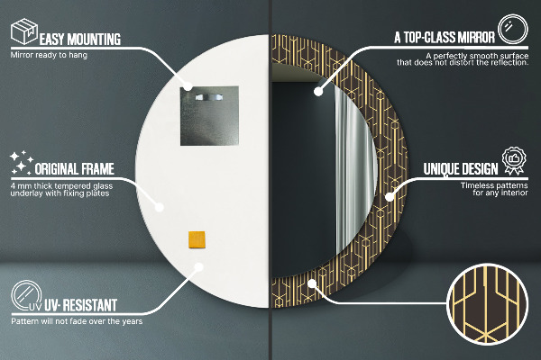 Oglinda rotunda imprimata Abstract