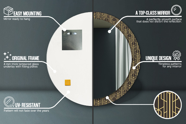 Oglinda rotunda imprimata Abstract