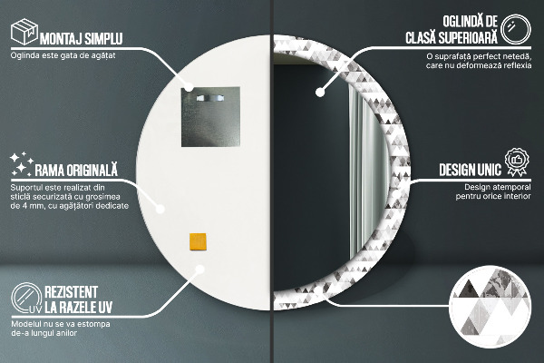 Oglinda rotunda imprimata Triunghiul curcubeului