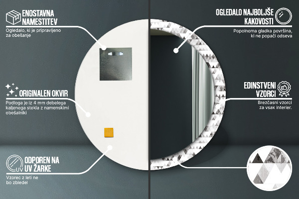 Oglinda rotunda imprimata Triunghiul curcubeului