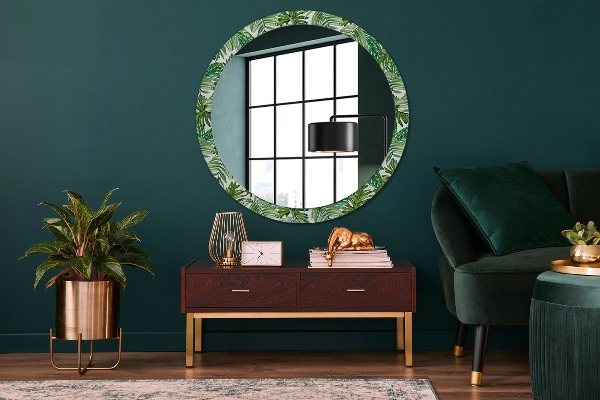 Oglinda rotunda imprimata Frunze de junglă