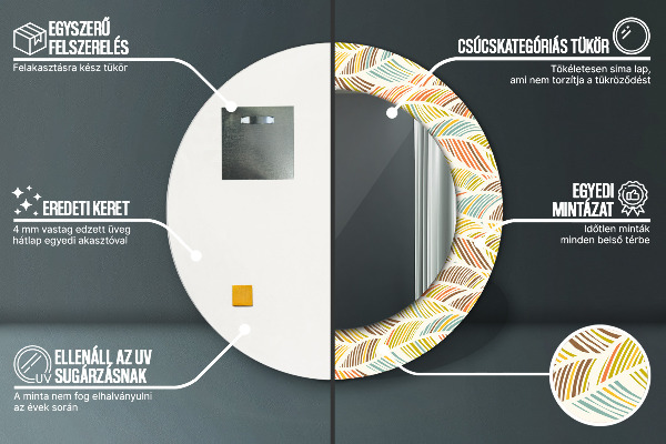 Oglinda rotunda imprimata Abstract