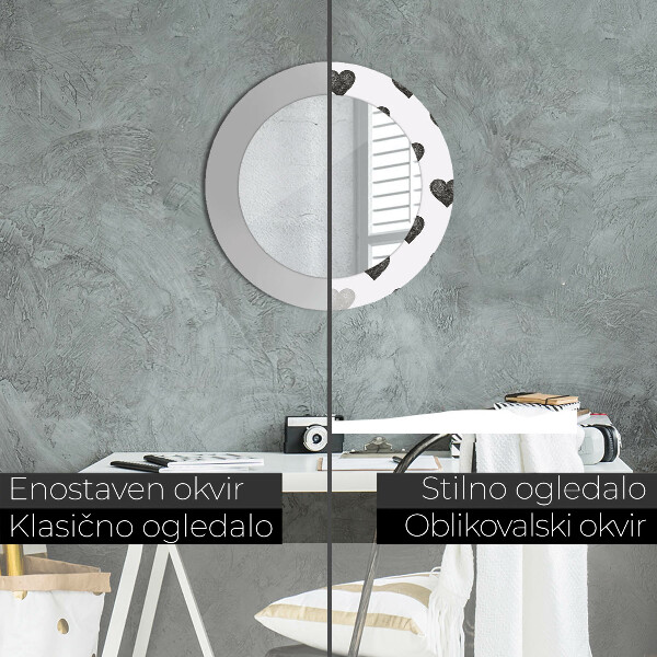 Oglinda cu decor rotunda Inimi abstracte
