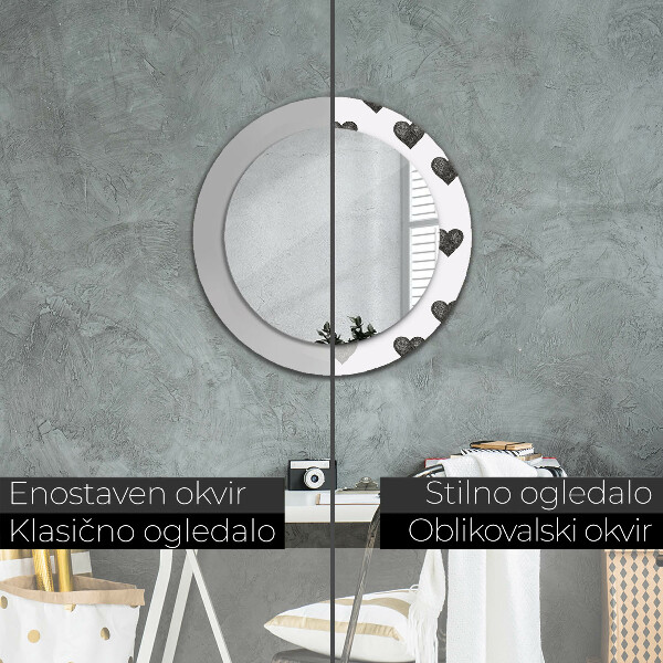 Oglinda cu decor rotunda Inimi abstracte