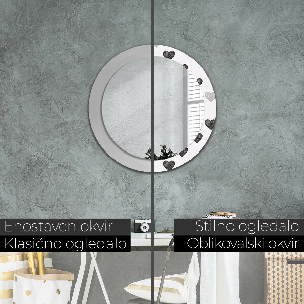 Oglinda cu decor rotunda Inimi abstracte