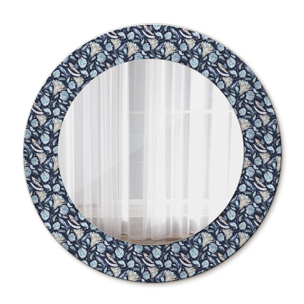 Oglinda rotunda rama cu imprimeu Model boho