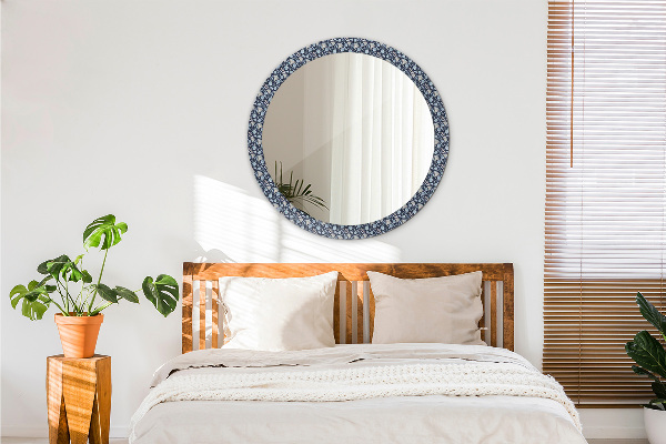 Oglinda rotunda rama cu imprimeu Model boho