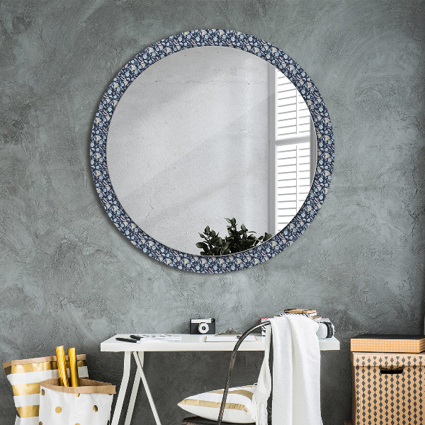Oglinda rotunda rama cu imprimeu Model boho