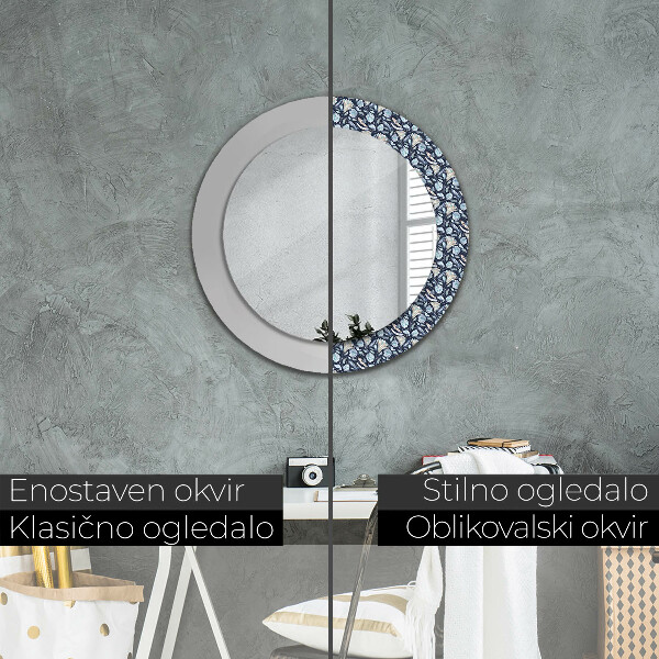 Oglinda rotunda rama cu imprimeu Model boho