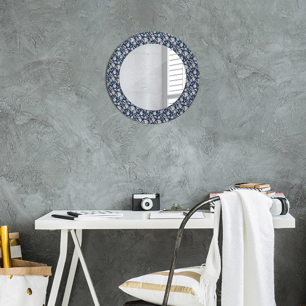 Oglinda rotunda rama cu imprimeu Model boho