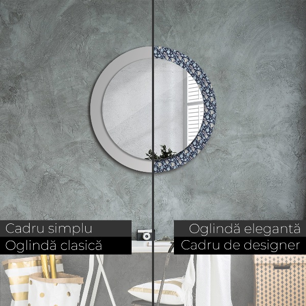 Oglinda rotunda rama cu imprimeu Model boho