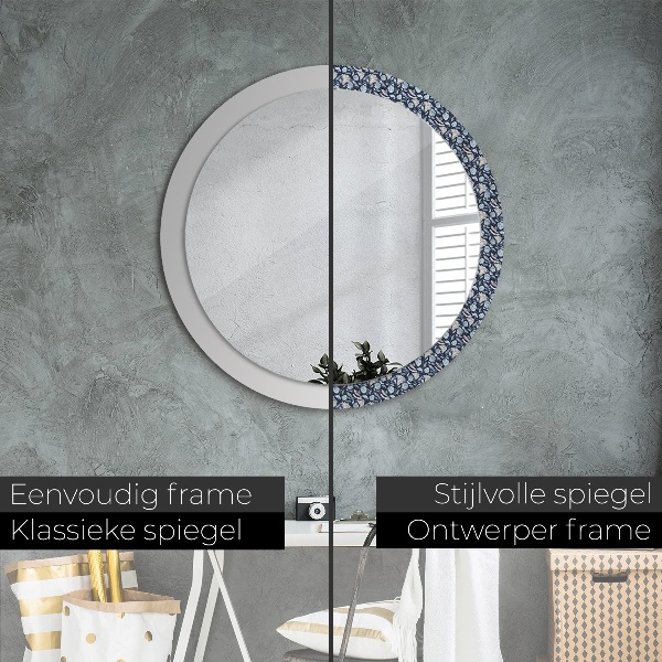 Oglinda rotunda rama cu imprimeu Model boho