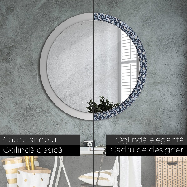 Oglinda rotunda rama cu imprimeu Model boho