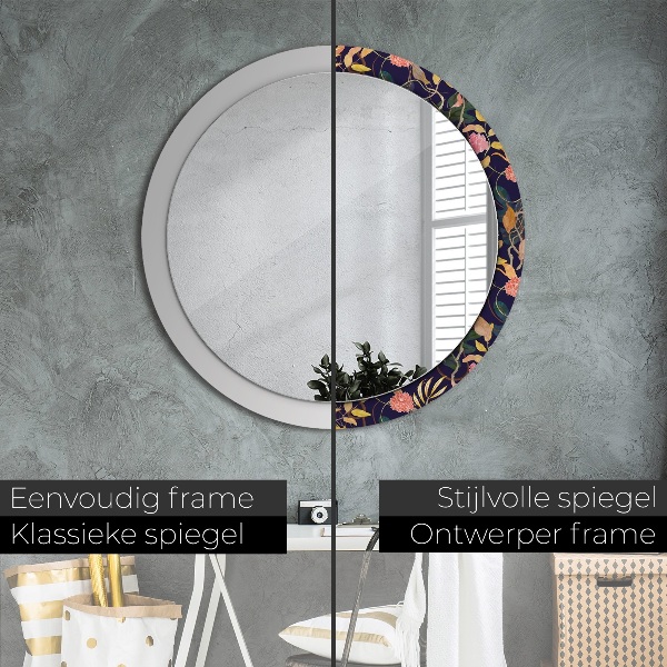 Oglinda cu decor rotunda Plante de acuarelă