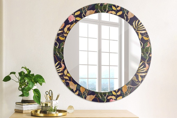 Oglinda cu decor rotunda Plante de acuarelă