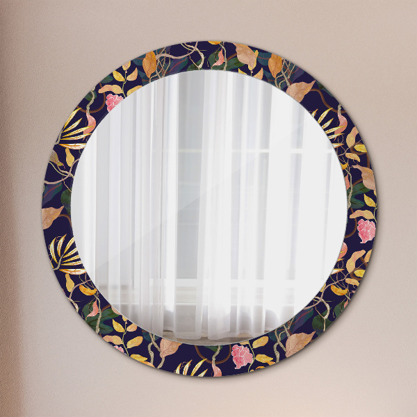 Oglinda cu decor rotunda Plante de acuarelă
