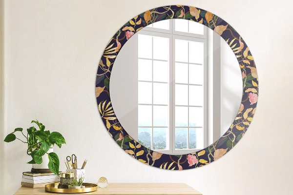 Oglinda cu decor rotunda Plante de acuarelă