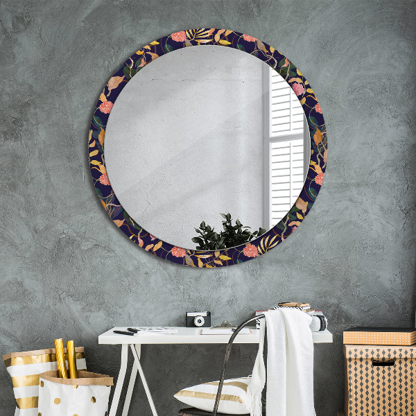 Oglinda cu decor rotunda Plante de acuarelă