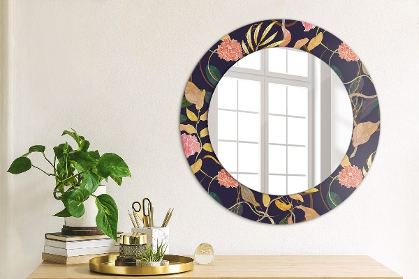 Oglinda cu decor rotunda Plante de acuarelă