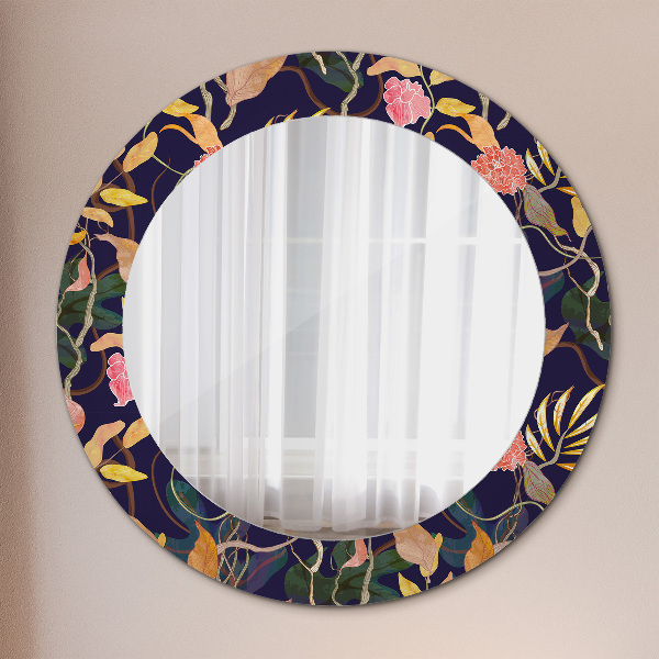 Oglinda cu decor rotunda Plante de acuarelă