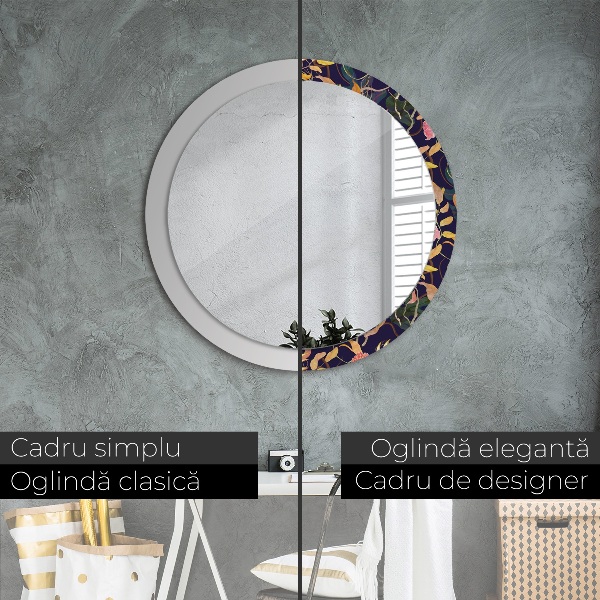 Oglinda cu decor rotunda Plante de acuarelă