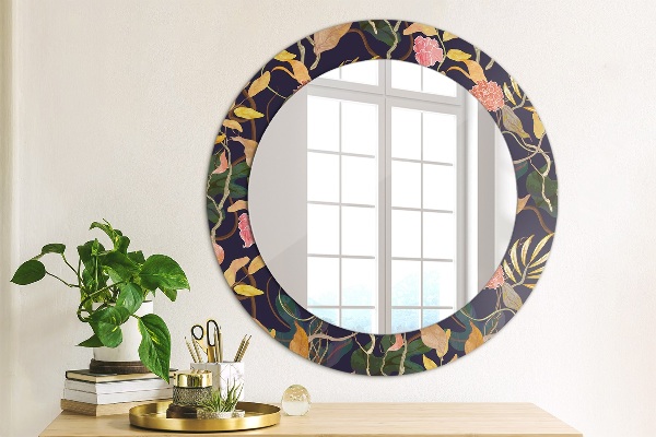 Oglinda cu decor rotunda Plante de acuarelă
