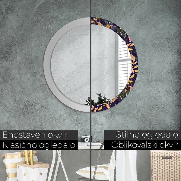 Oglinda cu decor rotunda Plante de acuarelă