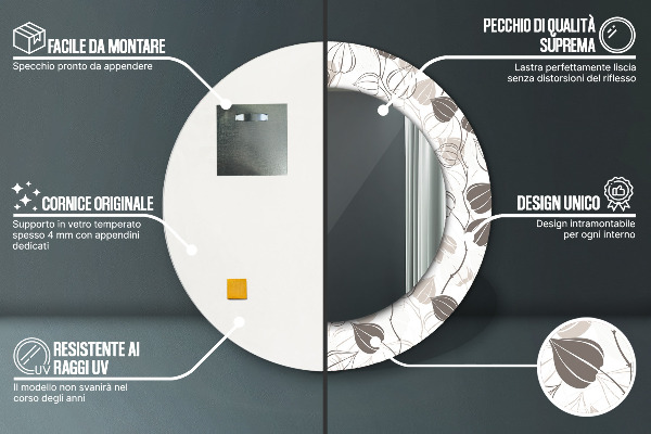 Decoratiuni perete cu oglinda Floral abstract