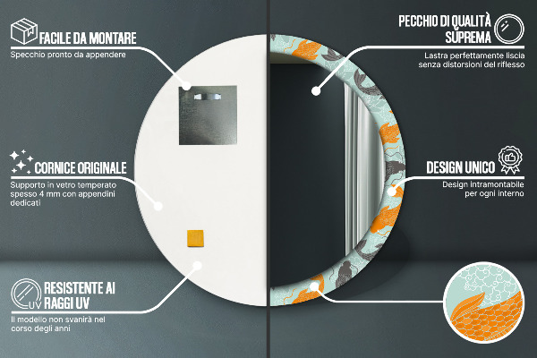 Decoratiuni perete cu oglinda Crap chinezesc