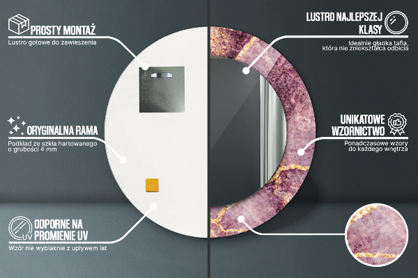 Oglinda rotunda imprimata Marmură cu adăugarea de aur