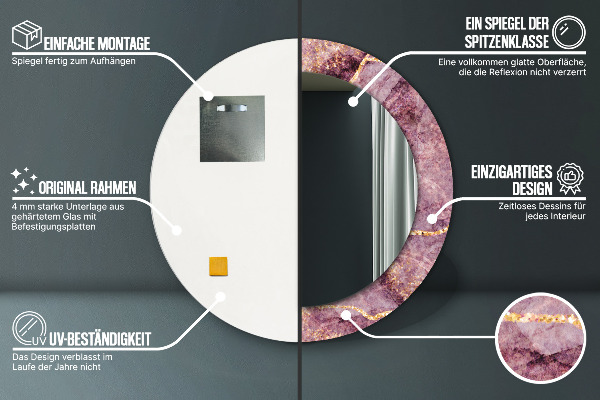 Oglinda rotunda imprimata Marmură cu adăugarea de aur