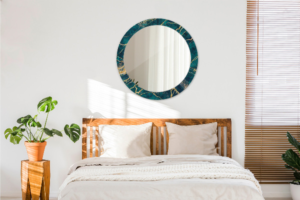 Oglinda rotunda imprimata Marmură verde de malachit